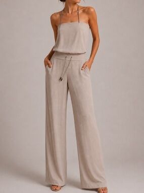 Brunello Cucinelli Silk Strapless Jumpsuit with Monili detail, Size S